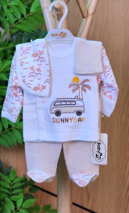 طقم بيبي ولادي  5  قطع  قطن 100%