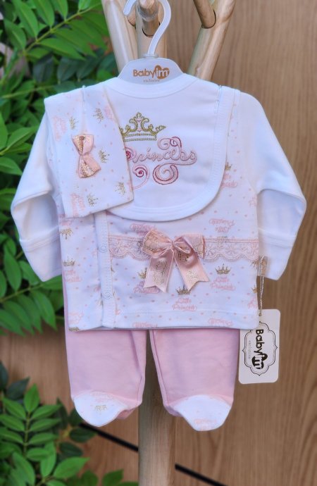 طقم بيبي بناتي 5 قطع قطن 100%