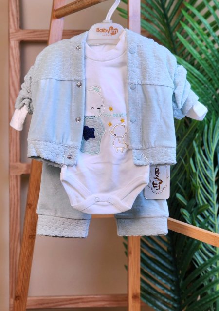 طقم ثلاث قطع مخمل ولادي