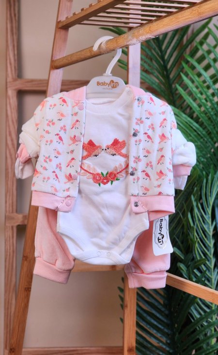 طقم ثلاث قطع مخمل بناتي